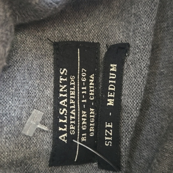 All Saints Gray Recovery Funnel Neck Sweater Size Medium - Picture 6 of 14
